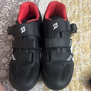 Peloton Black Cycling Shoes with Red Soles